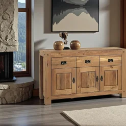 BRISBANE Univers Déco·Maison De Campagne|Univers Déco·Loft Industriel|Table basse bois recyclé double plateau 2 tiroirs