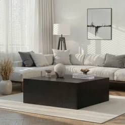 MARFA Tables Basses Carrées|Table basse carrée design effet marbre blanc