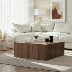 MARFA Tables Basses Carrées|Table basse carrée design effet marbre blanc