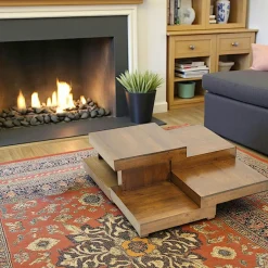 Olga Tables Basses Carrées|Table basse carrée hévéa destructurée