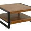 Docker Tables Basses Carrées|Tables Basses Industrielles|Table basse carrée hévéa recyclé naturel et métal noirci 2 plateaux 90X90X45cm