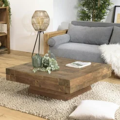 MATT Tables Basses Carrées|Tables Basses Industrielles|Table basse carrée poutre en teck massif