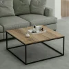 JENA Tables Basses Carrées|Table basse carrée style minimaliste effet noyer
