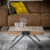 Java Tables Basses Carrées|Tables Basses Industrielles|Table basse carrée teck recyclé acier 70 cm