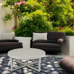 Oslo Tables Basses De Jardin|Meubles En Aluminium Brafab|Table basse de jardin en aluminium gris sable D 100 cm