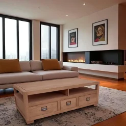 Tradition Tables Basses À Tiroirs|Table basse double face hévéa 125cm HELENA