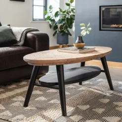 FAGA Tables Basses Vintage|Table basse en bois recyclé FSC motif chevron