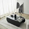 SALTA Tables Basses En Verre|Table basse en verre, base luge noire avec rangement