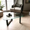 ANZIO Tables Basses En Verre|Table basse en verre forme triangulaire - pied labyrinthe