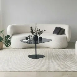 TULUM Tables Basses En Verre|Table basse en verre fumé minimaliste forme galet