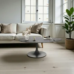 LIGURIE Tables Basses En Verre|Table basse en verre ondulé noir - forme organique