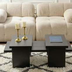 MARFA Tables Basses Gigognes|Table basse gigogne design – effet bois (3 pièces)