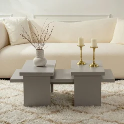 MARFA Tables Basses Gigognes|Table basse gigogne design – effet bois (3 pièces)