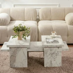 MARFA Tables Basses Gigognes|Table basse gigogne design – effet bois (3 pièces)