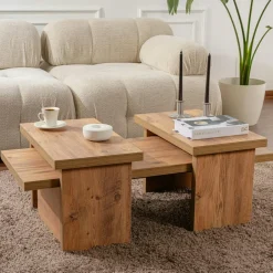 MARFA Tables Basses Gigognes|Table basse gigogne design – effet marbre (3 pièces)