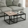 JENA Tables Basses Gigognes|Table basse gigogne moderne - effet noyer & noir (lot de 2)