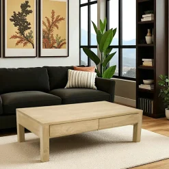 Olga Tables Basses À Tiroirs|Table basse hévéa 4 tiroirs 115X65cm