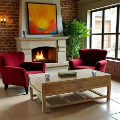 Maori Tables Basses À Tiroirs|Table basse Hévéa 4 tiroirs 127x71x46cm