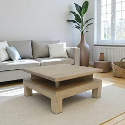 Helena Tables Basses Carrées|Table basse hévéa 70cm