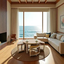 Maori Tables Basses Rondes|Table basse hévéa D76cm + 4 tabourets