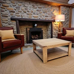 Olga Tables Basses Carrées|Table basse Hévéa double plateaux 80x80x38cm