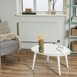 TULUM Tables Basses En Verre|Table basse miroir forme organique pieds blancs