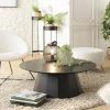 CORUMBA Tables Basses Rondes|Tables Basses Industrielles|Table basse moderne ronde bois - métal noir