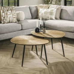 RALF Tables Basses Vintage|Tables Basses Gigognes|Table basse organique, motif soleil (lot de 2)