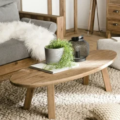 DENVER Univers Déco·Maison De Campagne|Table basse ovale en bois de pin recyclé