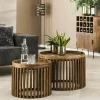 DELHI Univers Déco·Globe-Trotter|Tables Basses Rondes|Table basse ronde ajourée en manguier (lot de 2)