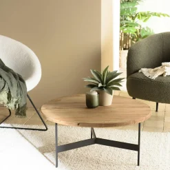 CRACOVIE Tables Basses Design|Tables Basses Rondes|Table basse ronde bois recyclé pin