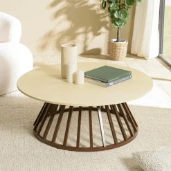 BRASILIA Tables Basses Rondes|Table basse ronde béton et métal 105 cm pied chaîne