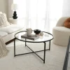 TULUM Tables Basses En Verre|Tables Basses Rondes|Table basse ronde design - verre & métal noir