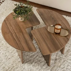 MARFA Tables Basses Rondes|Tables Basses Gigognes|Table basse ronde effet bois de pin – design puzzle