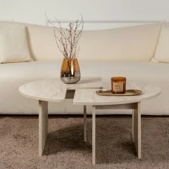 MARFA Tables Basses Rondes|Tables Basses Gigognes|Table basse ronde effet bois de pin – design puzzle