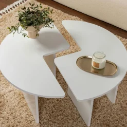 MARFA Tables Basses Rondes|Tables Basses Gigognes|Table basse ronde effet bois de pin – design puzzle
