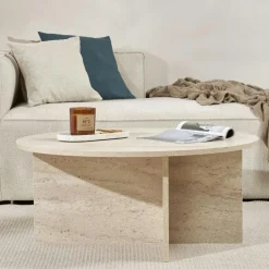 MARFA Tables Basses Rondes|Tables Basses Gigognes|Table basse ronde effet bois de chêne - design puzzle