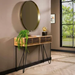 ASCOLI Tables Basses Gigognes|Table basse ronde en bois de manguier et céramique (lot de 2)