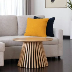 AMSTERDAM Tables Basses Rondes|Table basse ronde en chêne clair avec piètement baguette ø70 cm