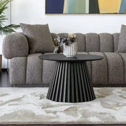 AMSTERDAM Tables Basses Rondes|Table basse ronde en chêne clair avec piètement baguette ø70 cm