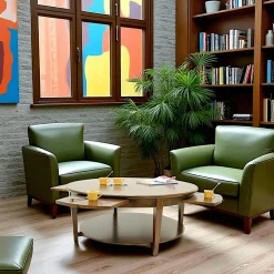 Maori Tables Basses Rondes|Tables Basses À Tiroirs|Table basse ronde Hévéa double plateaux, avec 4 tiroirs coulissants D110xH45cm