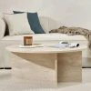 MARFA Tables Basses Rondes|Table basse ronde minimaliste - effet travertin