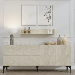 MARFA Tables Basses Rondes|Table basse ronde minimaliste - effet travertin