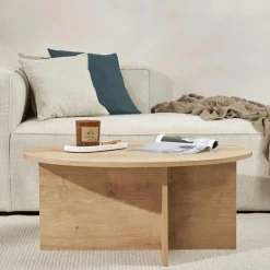 MARFA Tables Basses Rondes|Table basse ronde minimaliste - effet bois de chêne