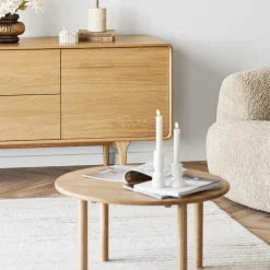 PARMA Tables Basses Rondes|Table basse ronde moderne bois de chêne clair Ø 70 cm