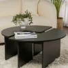 MARFA Tables Basses Rondes|Tables Basses Gigognes|Table basse ronde noire effet bois - design puzzle
