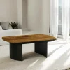 TRANI Tables Basses Vintage|Table basse teck recyclé pieds arrondis noirs
