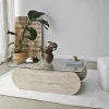SALTA Tables Basses En Verre|Table basse verre base luge effet travertin avec niche