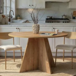 SALTA Tables Basses En Verre|Tables Basses Rondes|Table basse verre double plateau - effet chêne