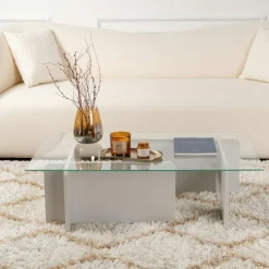 SALTA Tables Basses En Verre|Table basse verre déstructurée – base gris anthracite